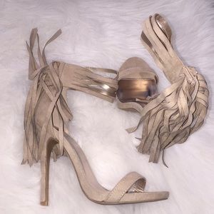 Qupid Nude & Gold Ankle Strap Heals